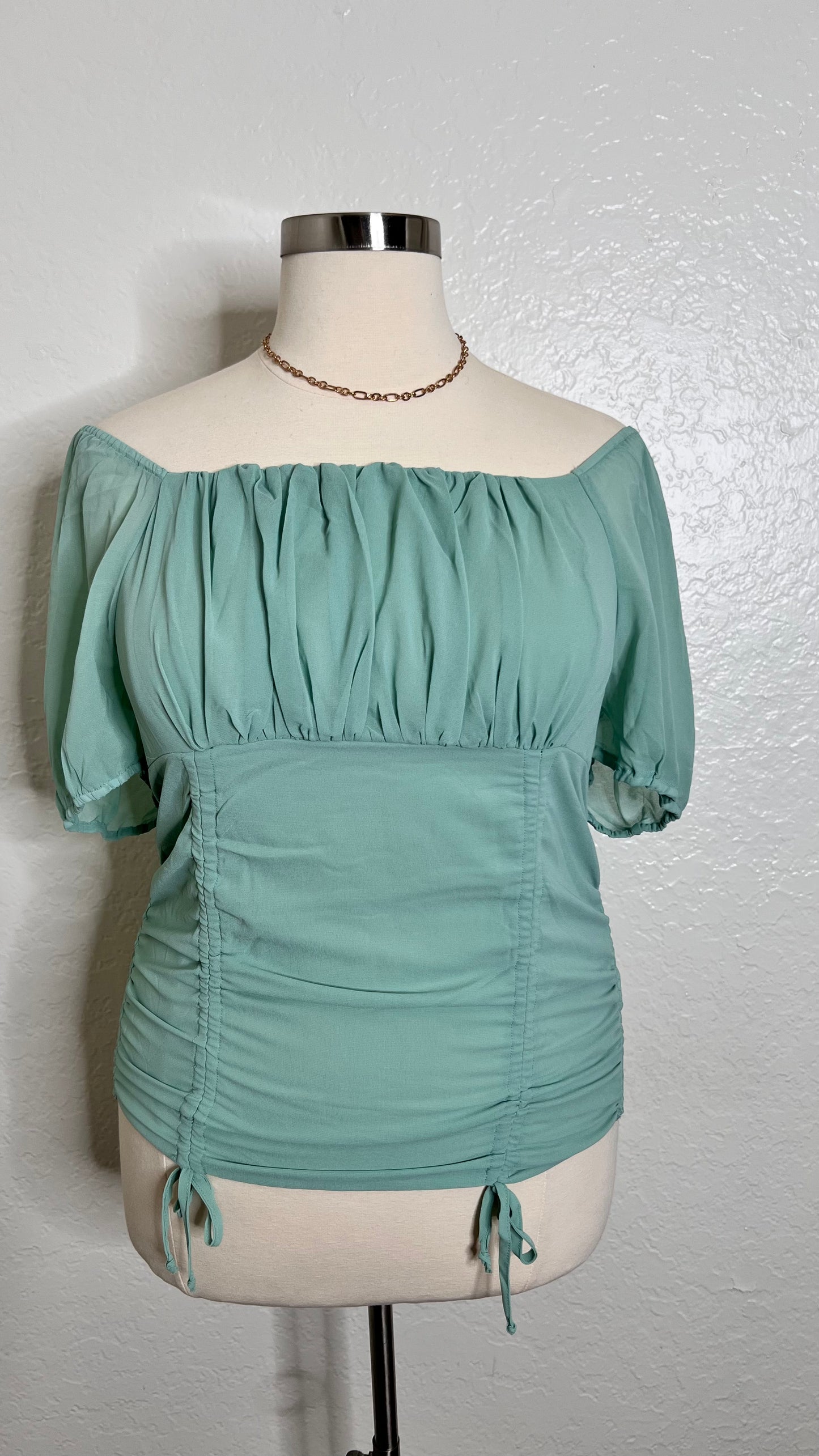 Drawstring Top - Aqua