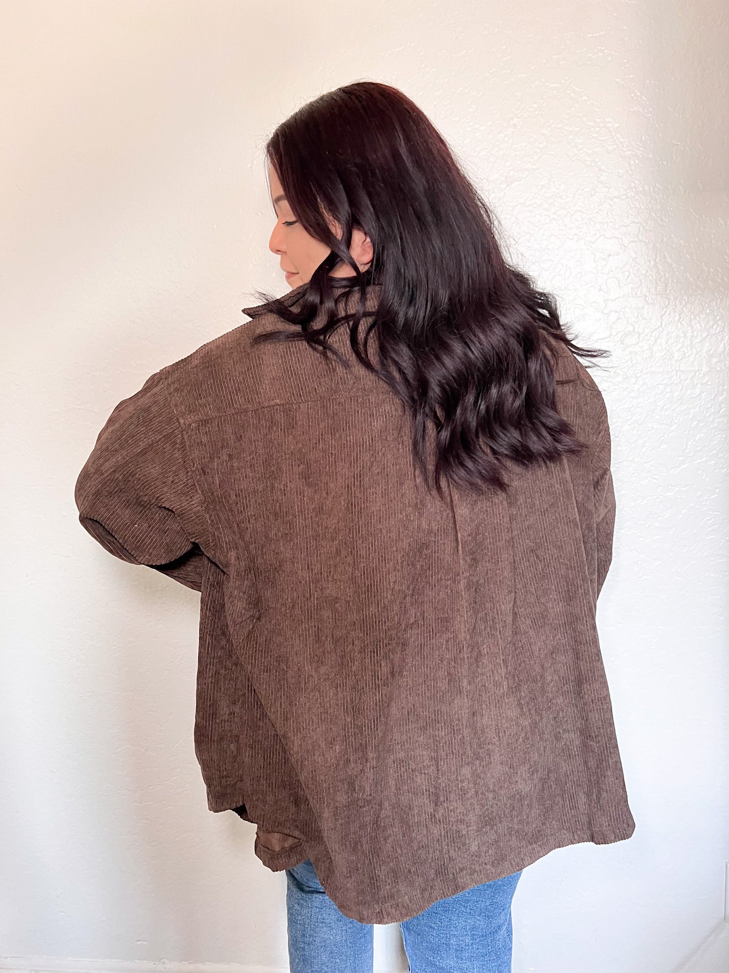 Oversized Corduroy Shacket - Brown