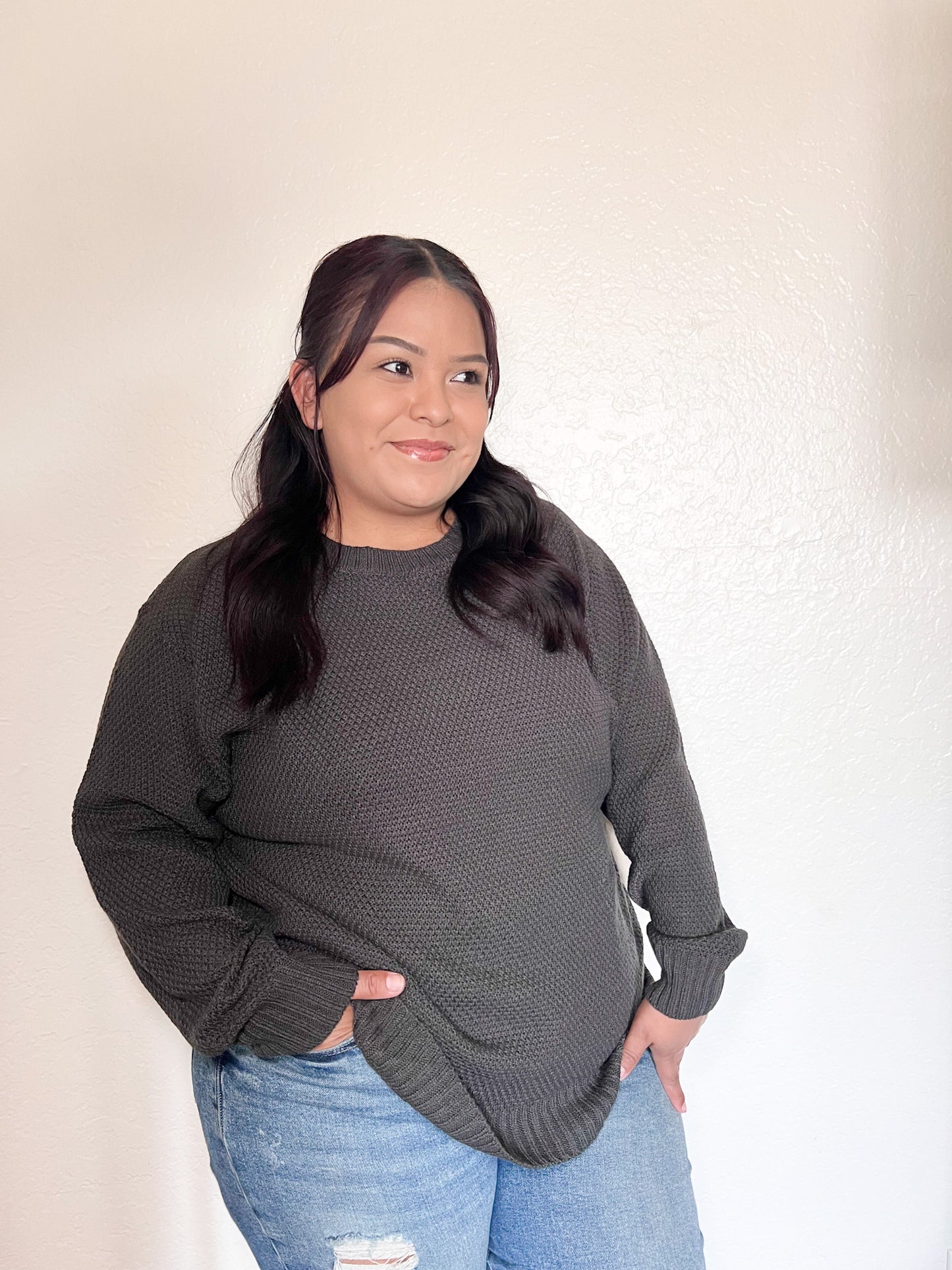 Knitted Crewneck- Charcoal