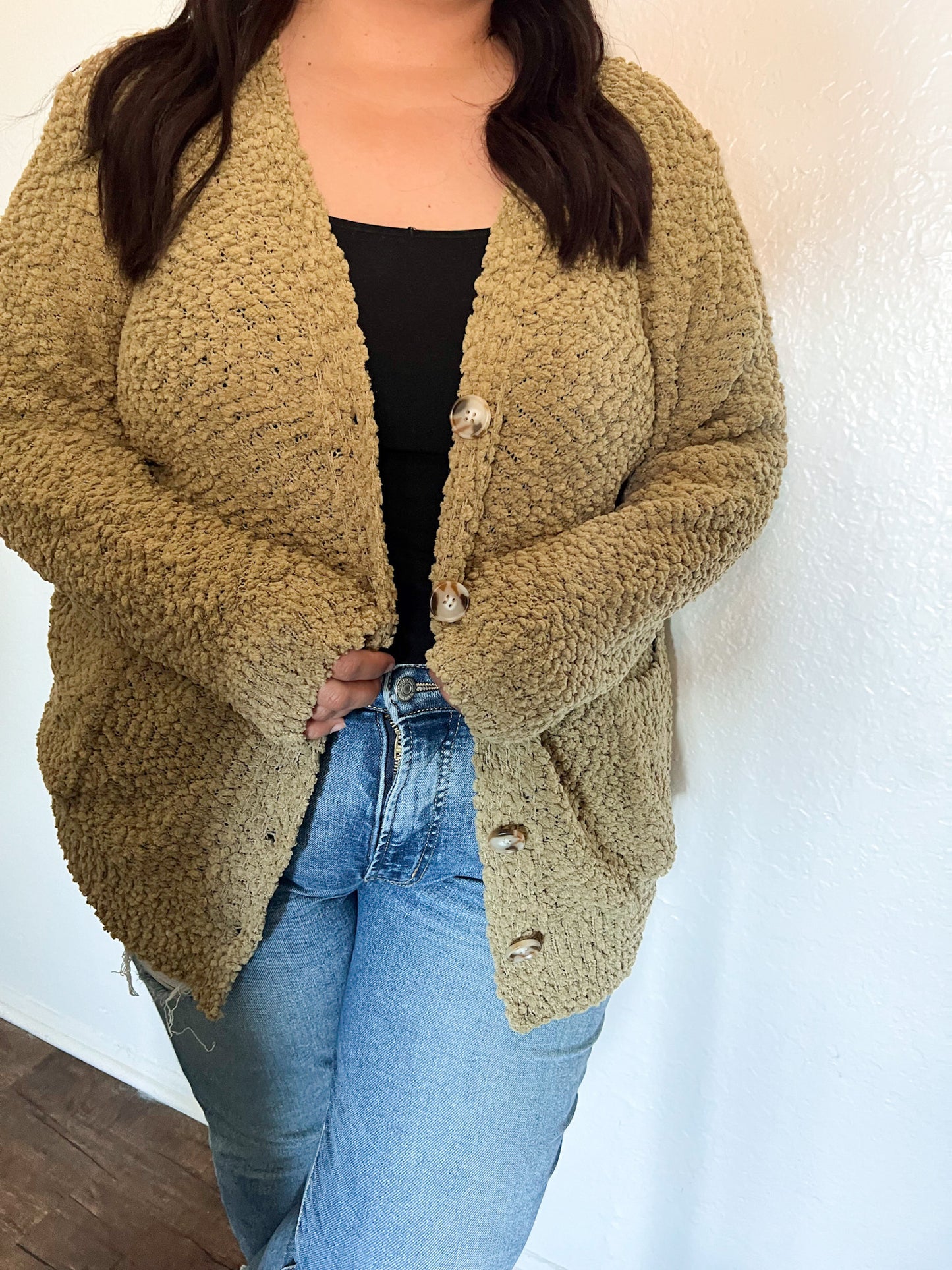 Cozy Cardi - Olive Green