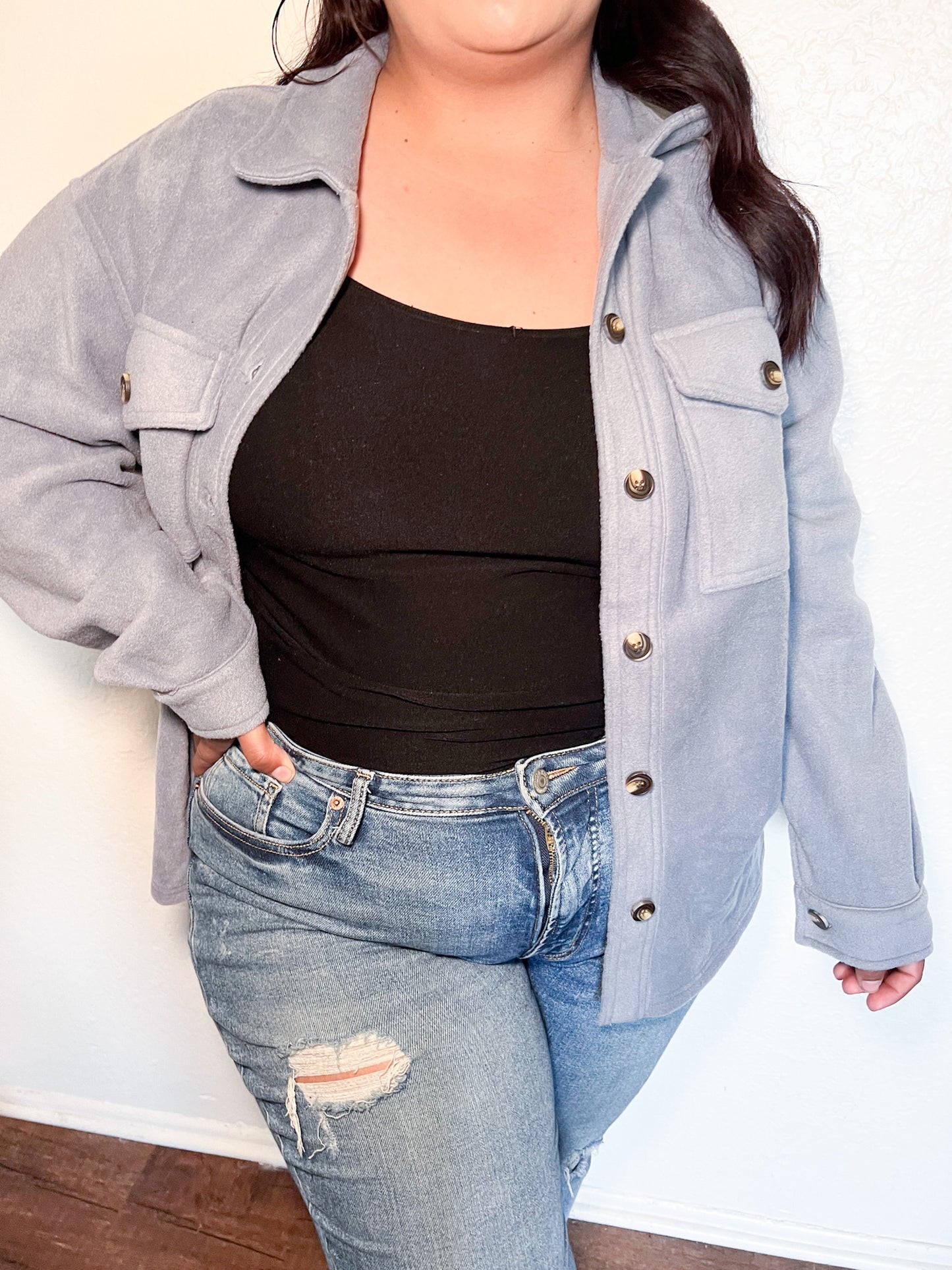 Cozy Chic Fleece Jacket - Mauve Blue