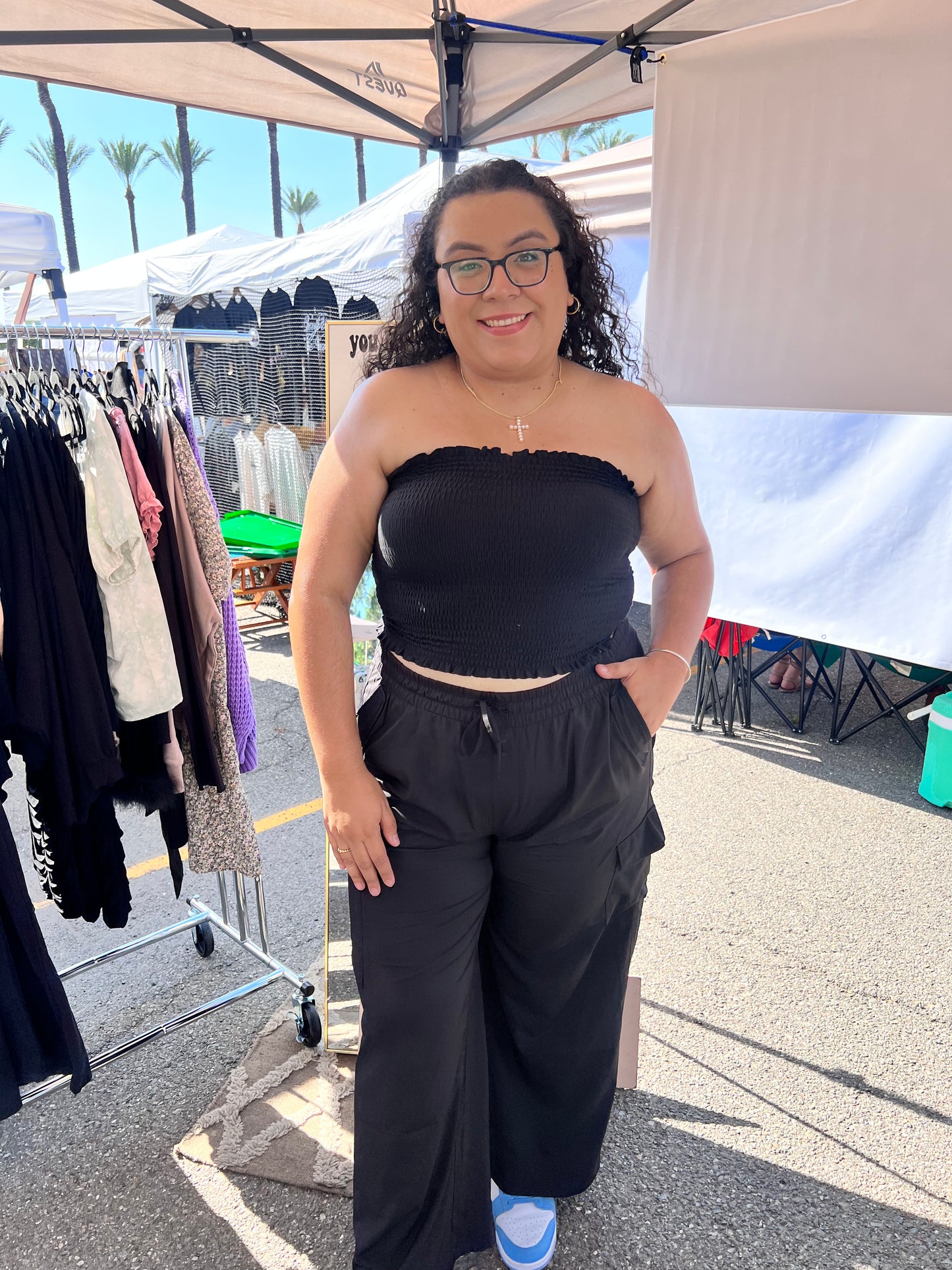 Ruched Tube Top - Black