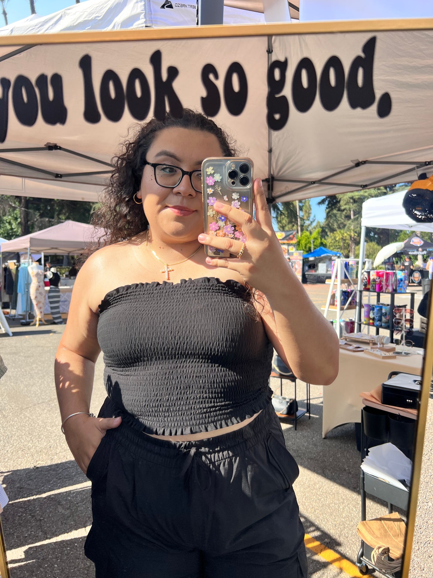 Ruched Tube Top - Black