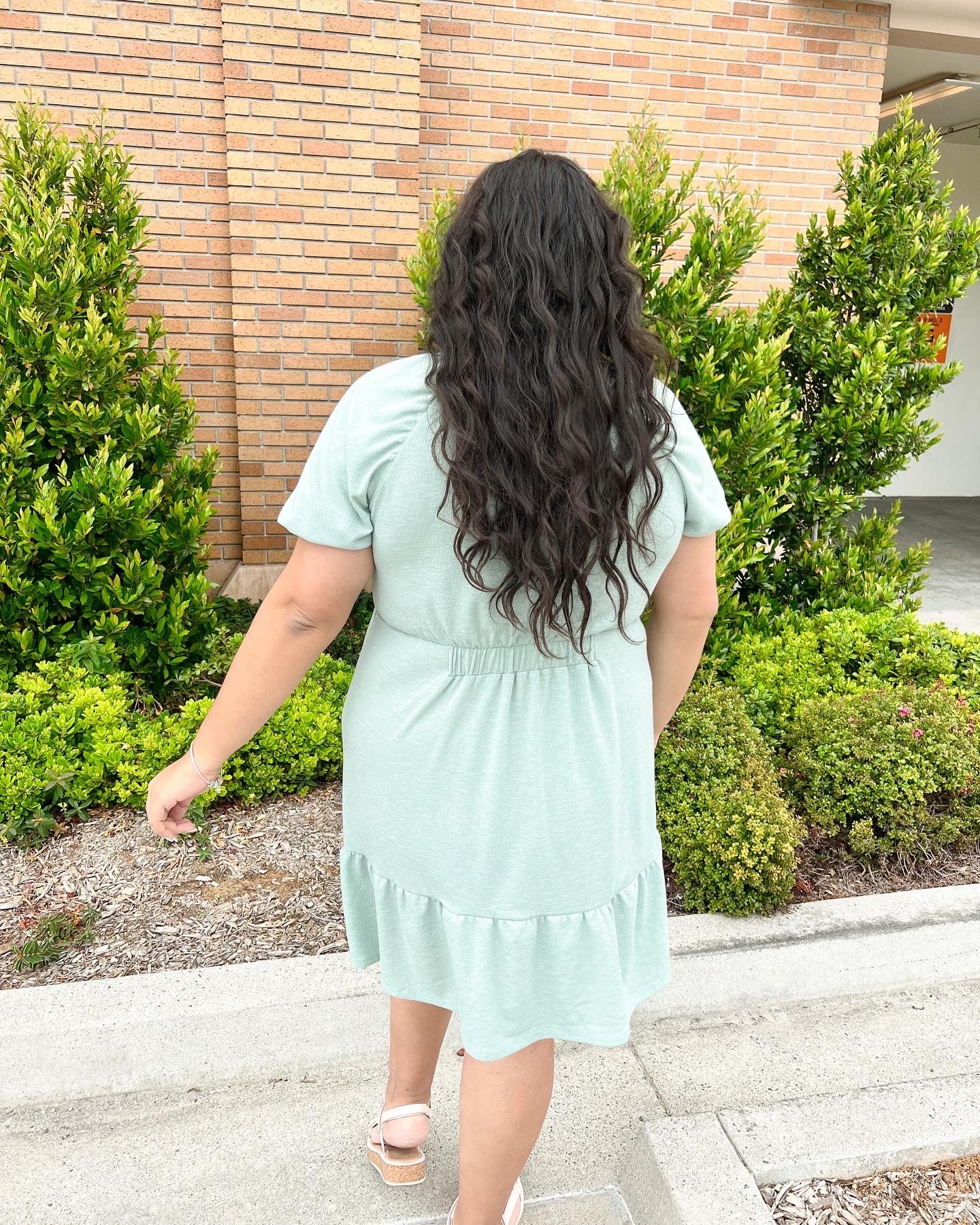 Sage Ruffle Mini Dress